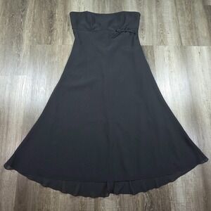 Dessy Collection Black Strapless Cocktail Midi Dress Womens 12 90's Y2K USA Made